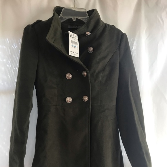 NWT Army Green Military Pea Coat 🧥 - Picture 4 of 5
